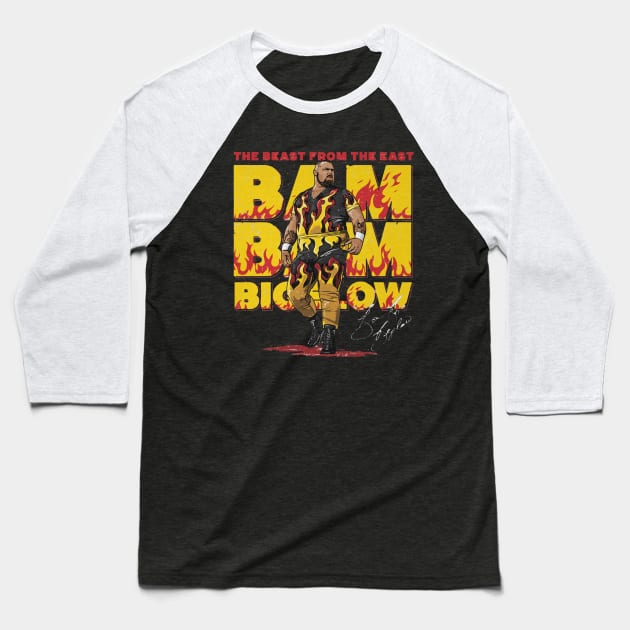 Bam Bam Bigelow Fire Baseball T-Shirt by MunMun_Design